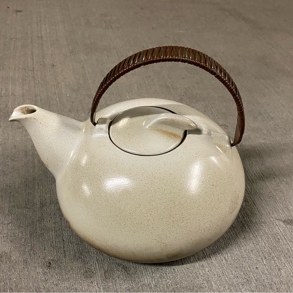 Rare Vintage  Heath Ceramics Ceramic Teapot with Brown Handle MCM